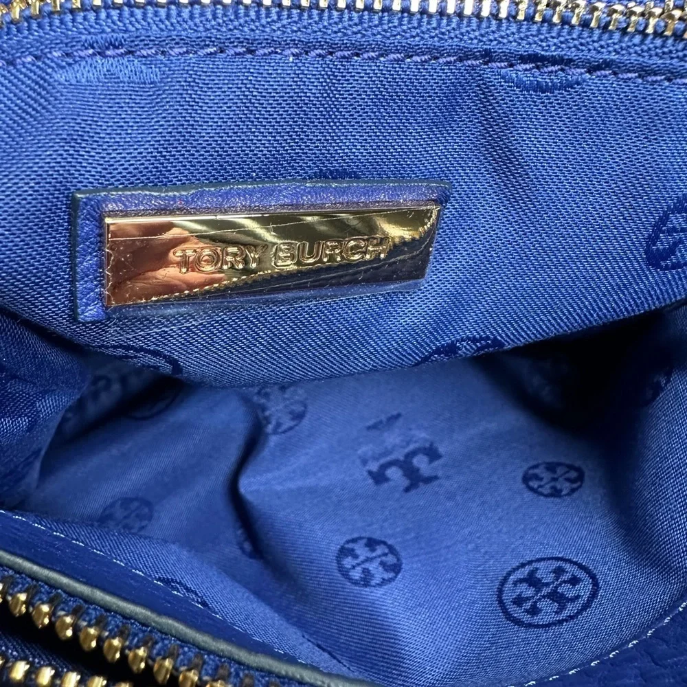 Tory Burch Harper Royal Blue Crossbody Shoulder Tote Bag EUC